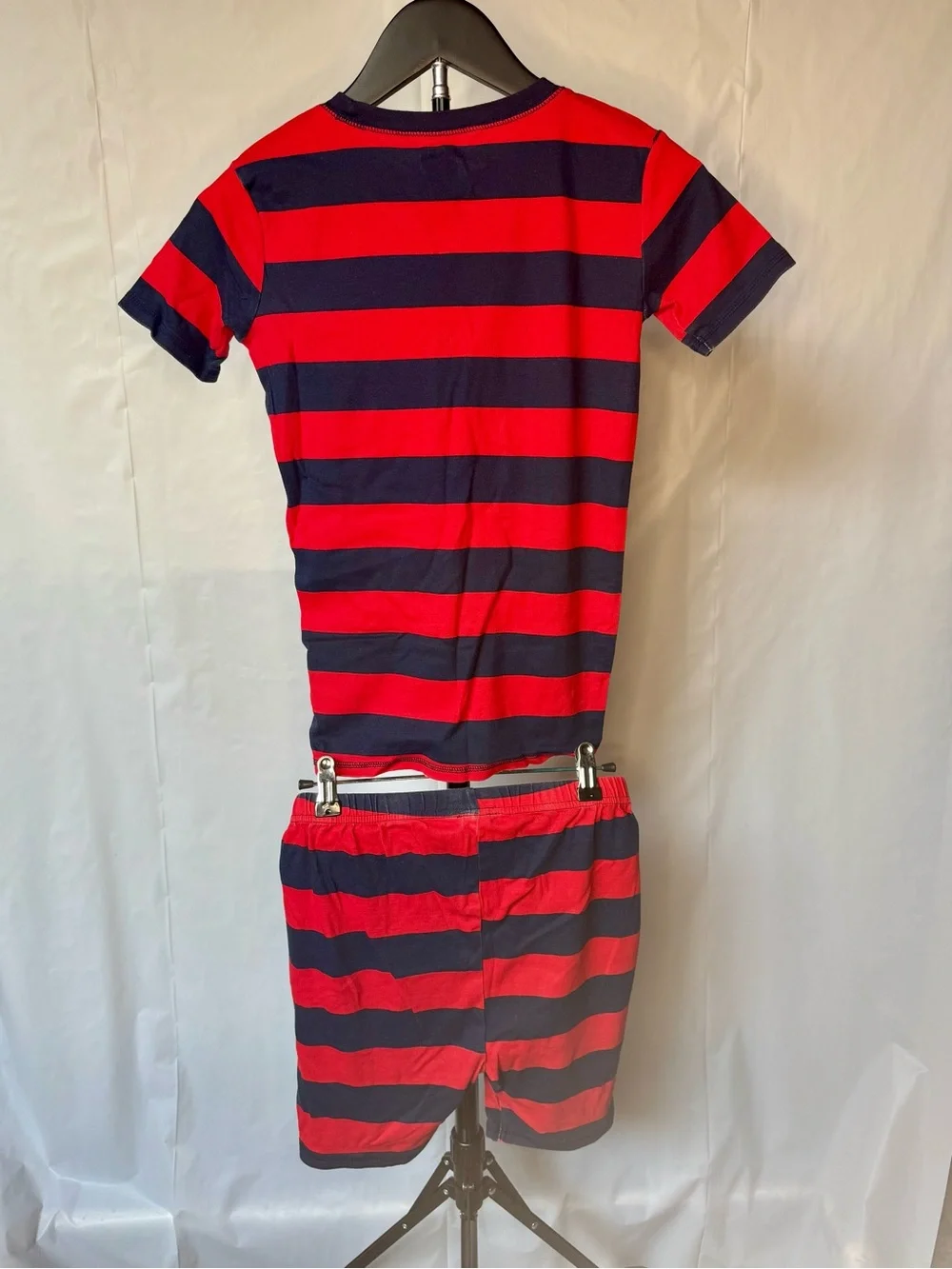 Red & Navy Wide Stripe Short Pajama Set